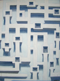 abstract painting of a maze