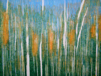 painting of grasses in setting light